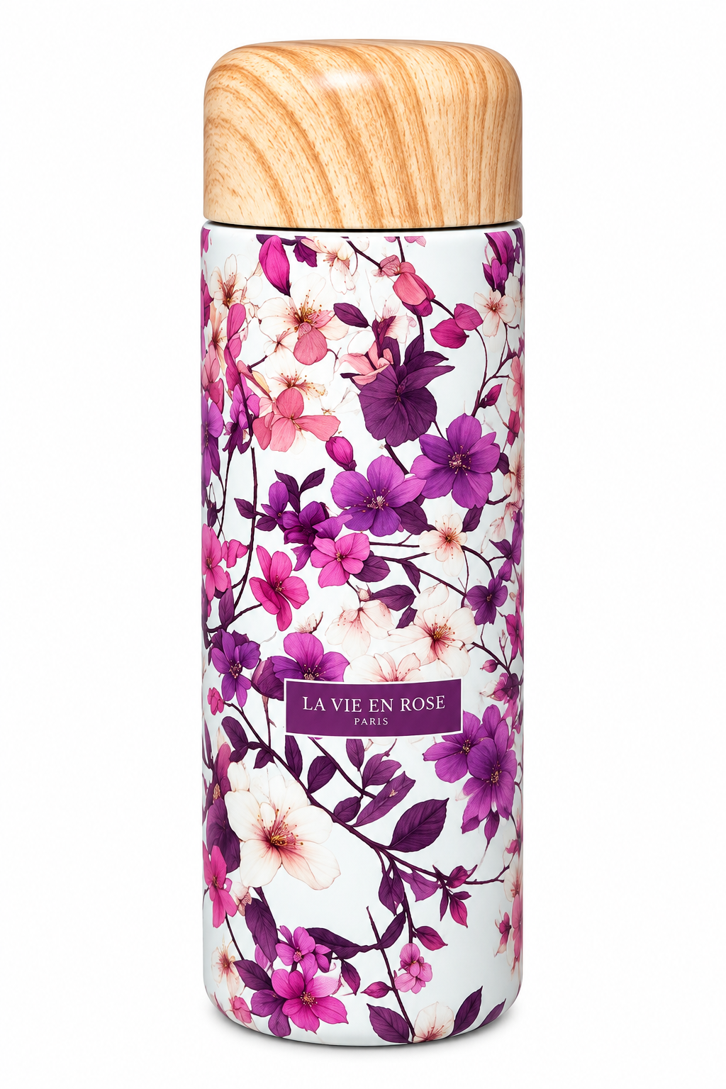 Bag Buddy 180ml Mini Bottle Purple Floral - Double Insulated Hydration Bottle